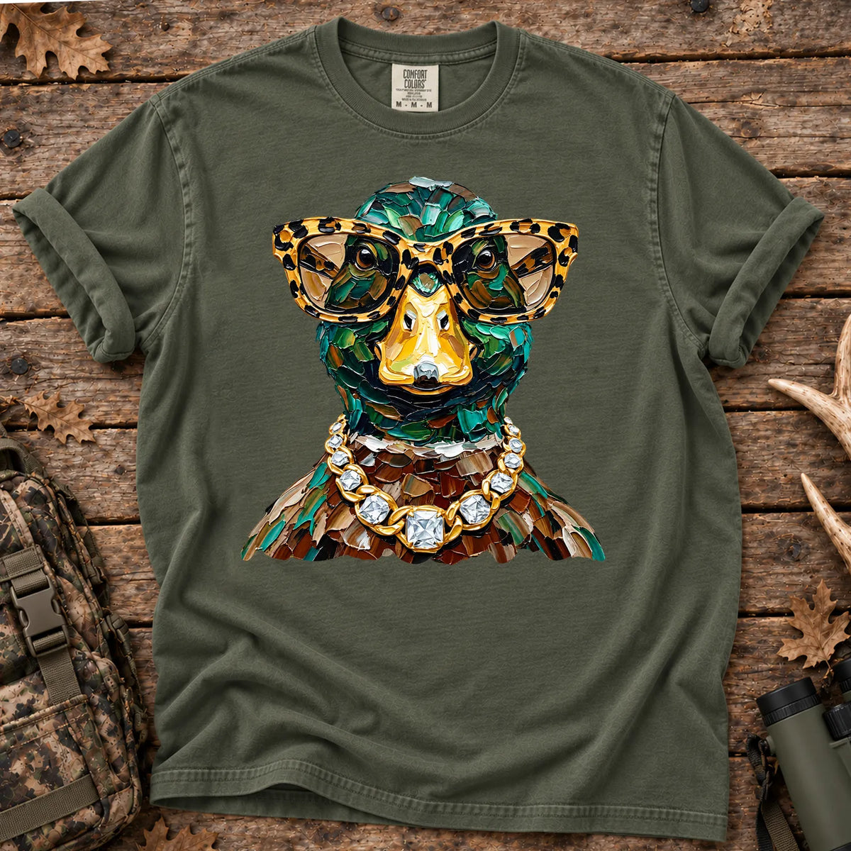 Glam Duck Hunting T-Shirt in Moss