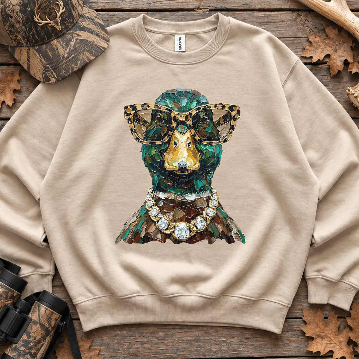 Glam Mallard Duck Sweatshirt in Sand