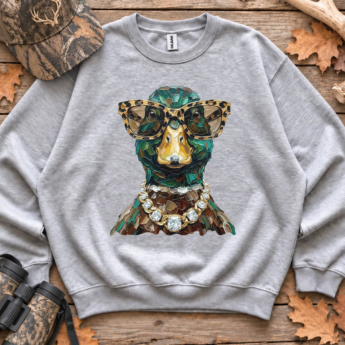 Glam Mallard Duck Sweatshirt in Sport Grey