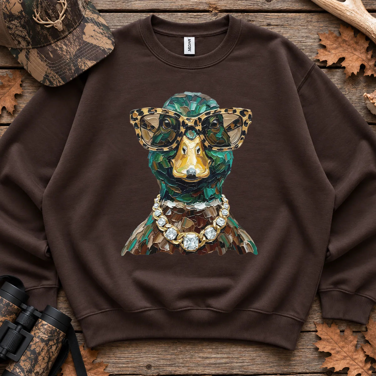 Glam Mallard Duck Sweatshirt in Dark Chocolate