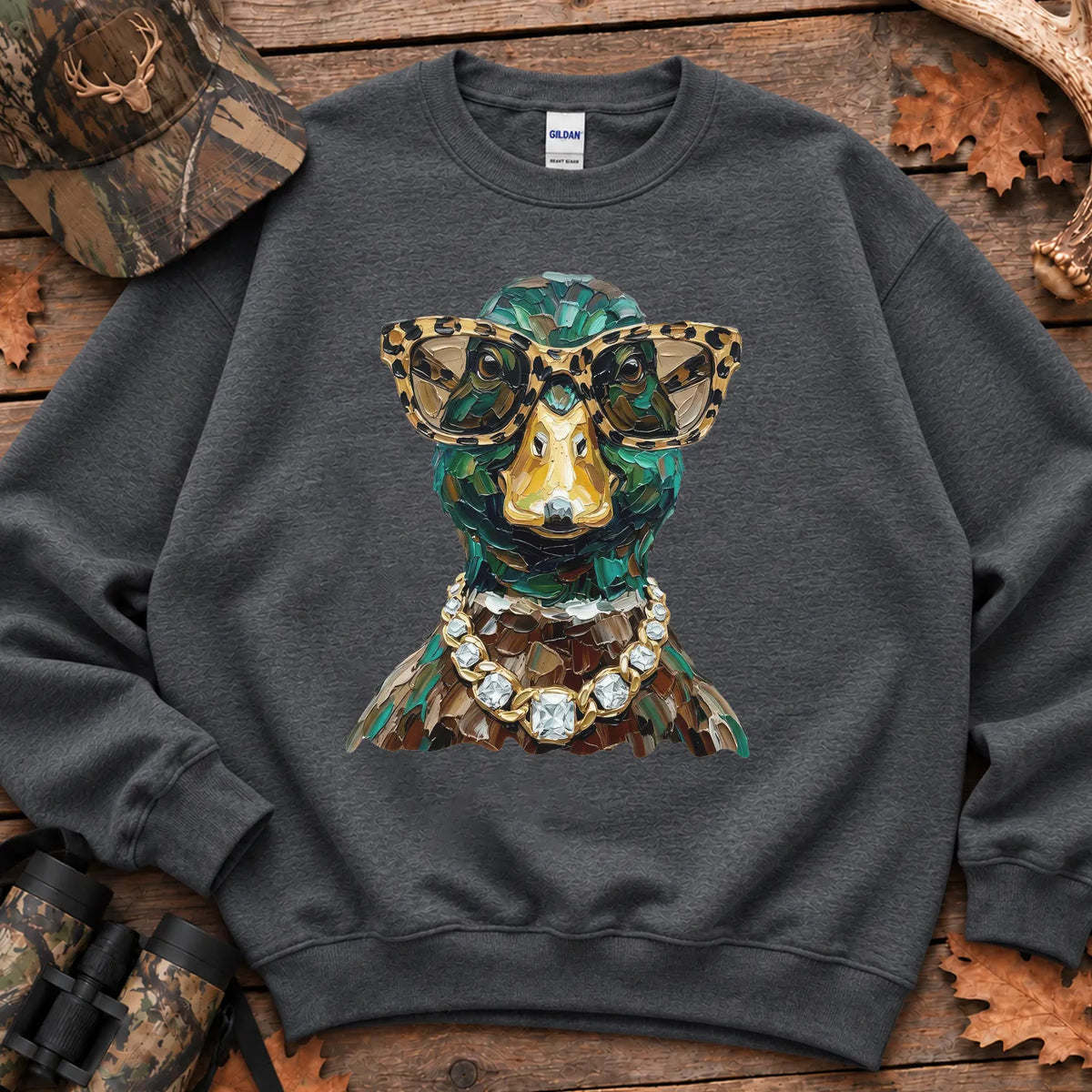 Glam Mallard Duck Sweatshirt in Dark Heather
