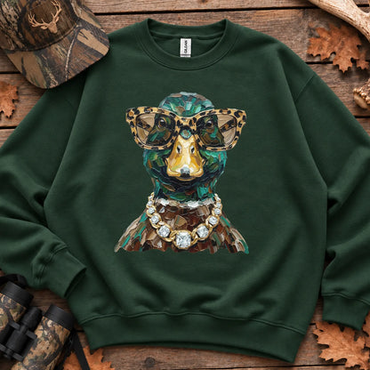 Glam Mallard Duck Sweatshirt in Forest Green