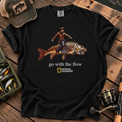Go With the Flow Cowboy Fish T-Shirt in Black