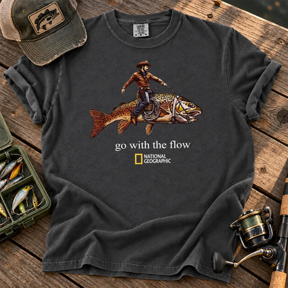 Go With the Flow Cowboy Fish T-Shirt in Pepper