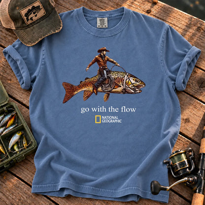 Go With the Flow Cowboy Fish T-Shirt in Blue Jean