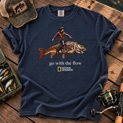 Go With the Flow Cowboy Fish T-Shirt in True Navy