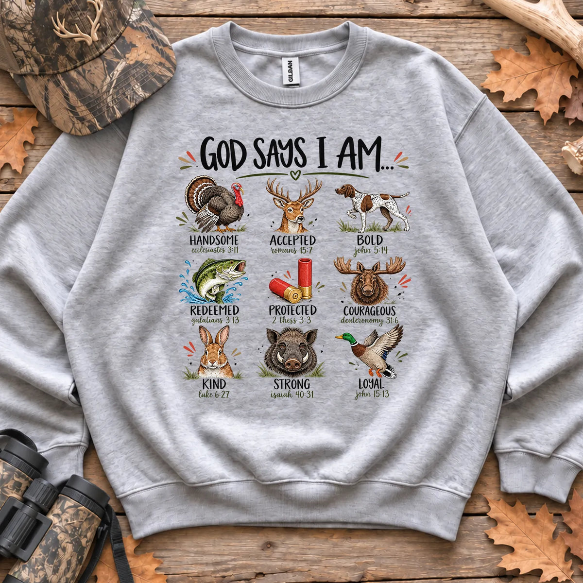 God Says I Am Hunting Sweatshirt in Sport Grey