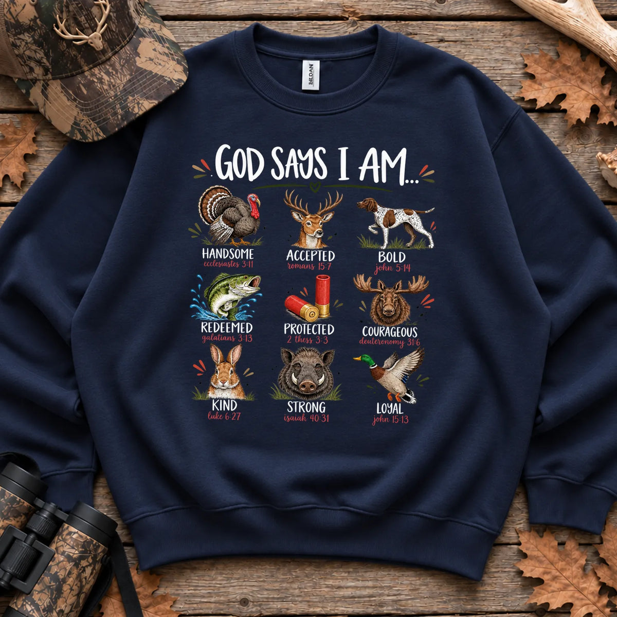 God Says I Am Hunting Sweatshirt in Navy