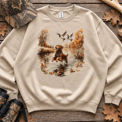 Golden Retriever and Mallards Sweatshirt in Sand
