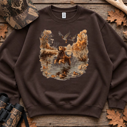 Golden Retriever and Mallards Sweatshirt in Dark Chocolate