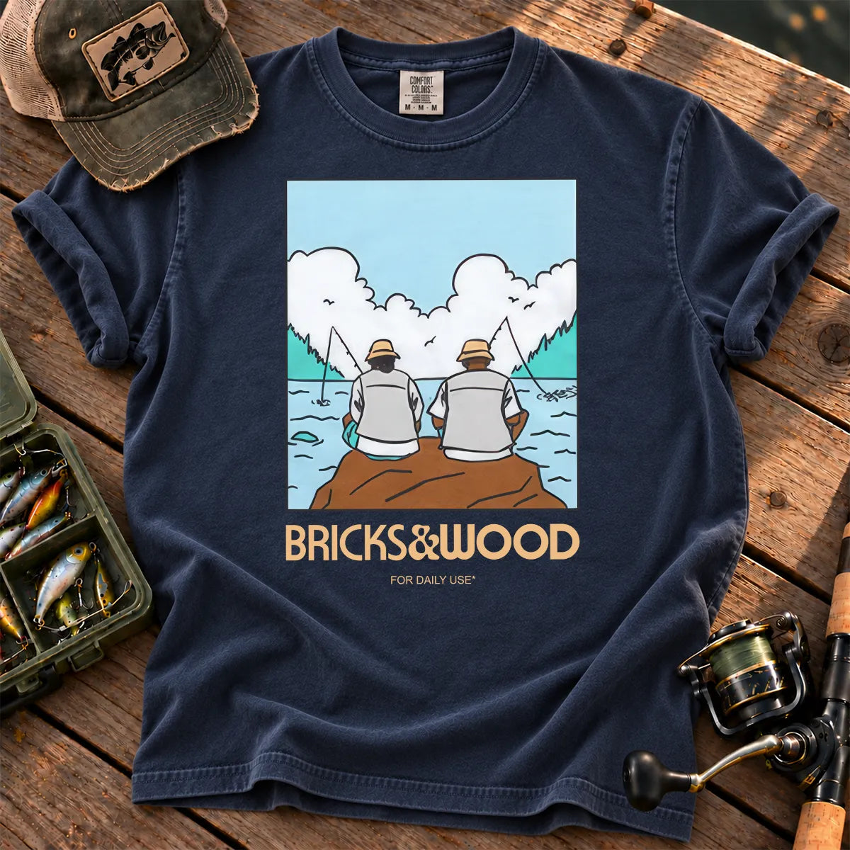 Gone Fishing Friends T-Shirt in True Navy