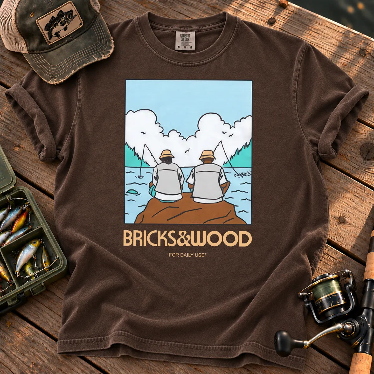 Gone Fishing Friends T-Shirt in Espresso