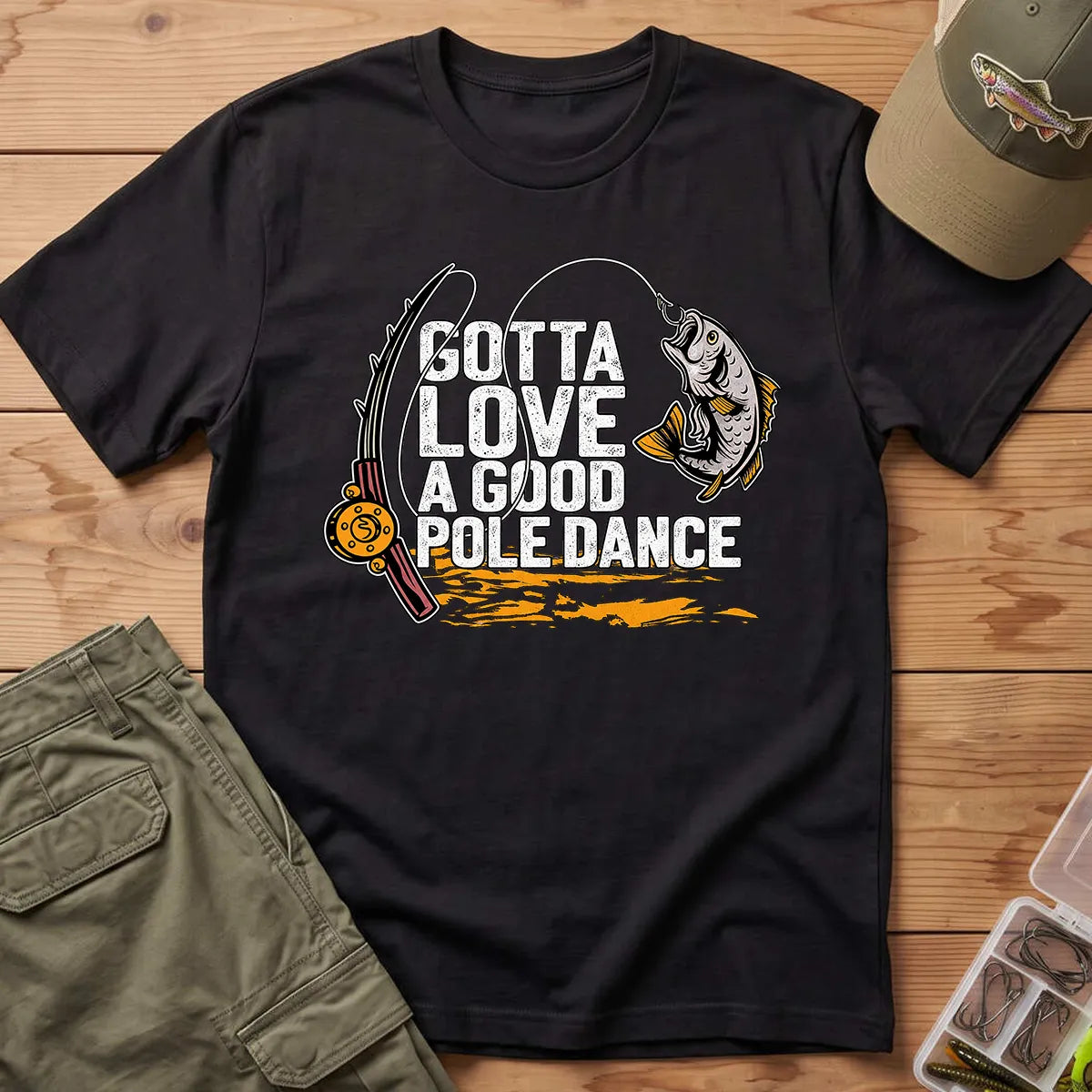 Good Pole Dance Fishing T-Shirt in Black