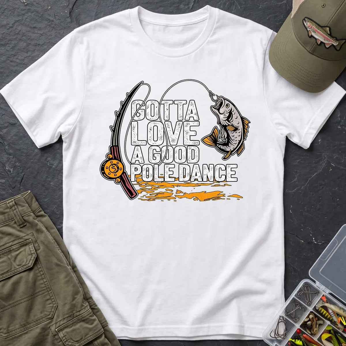 Good Pole Dance Fishing T-Shirt in White