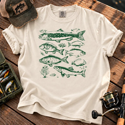 Green Freshwater Fish T-Shirt in Ivory