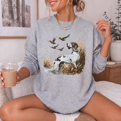 GSP and Mallard Ducks Sweatshirt Women model in Sport Grey