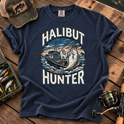 Halibut Hunter Fishing T-Shirt in True Navy