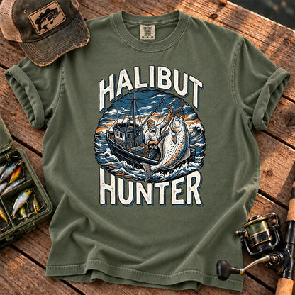 Halibut Hunter Fishing T-Shirt in Moss