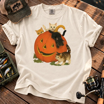 Halloween Cats and Pumpkin T-Shirt in Ivory