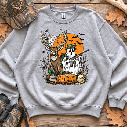 Halloween Deer Hunter Ghost Sweatshirt in Sport Grey