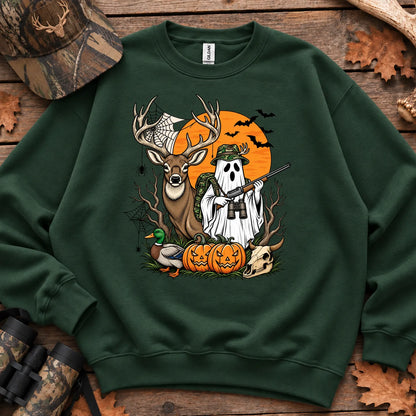 Halloween Deer Hunter Ghost Sweatshirt in Forest Green