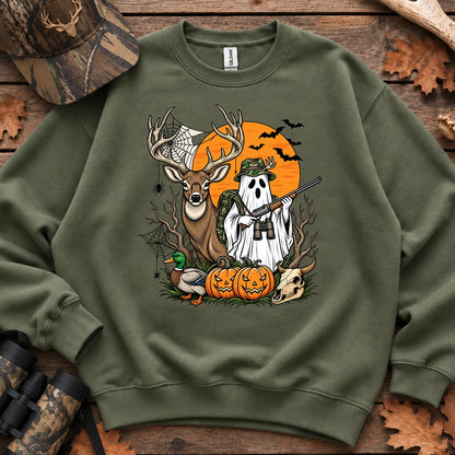 Halloween Deer Hunter Ghost Sweatshirt in Military Green