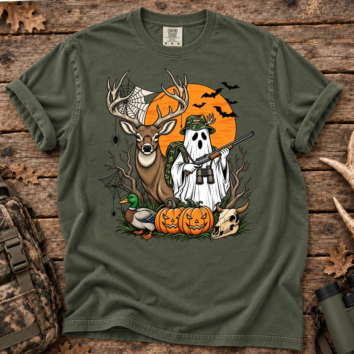 Halloween Deer Hunting T-Shirt in Moss