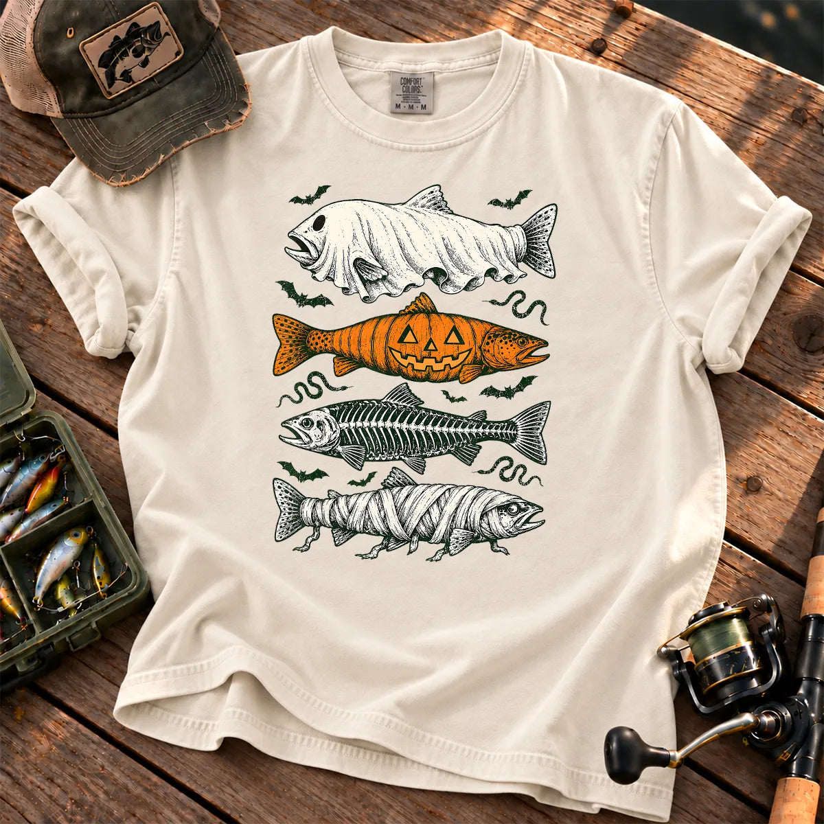 Halloween Monster Fish T-Shirt in Ivory