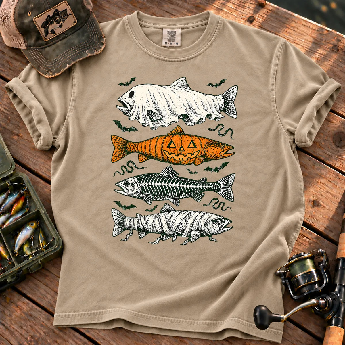 Halloween Monster Fish T-Shirt in Sandstone