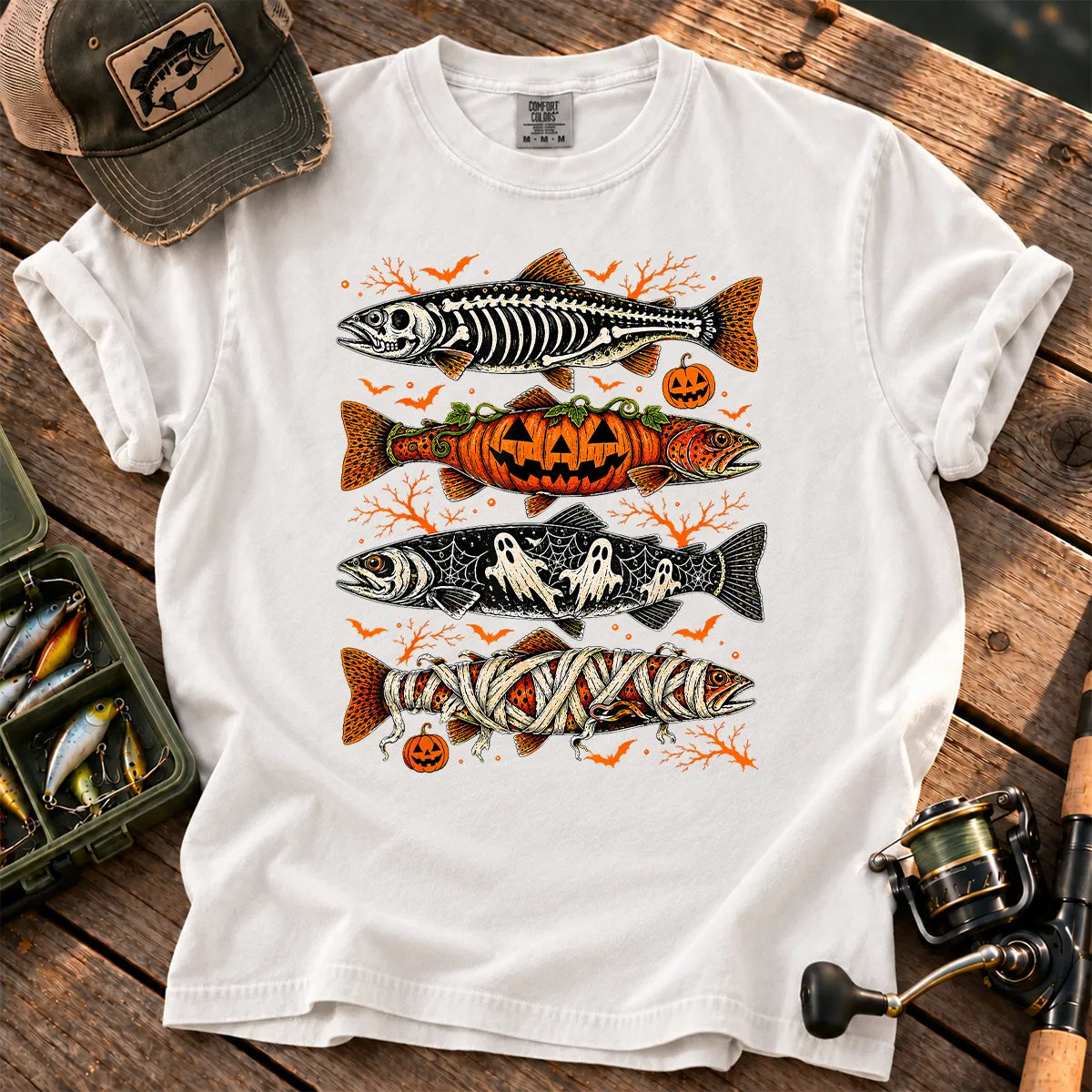 Halloween Monster Trout T-Shirt in White