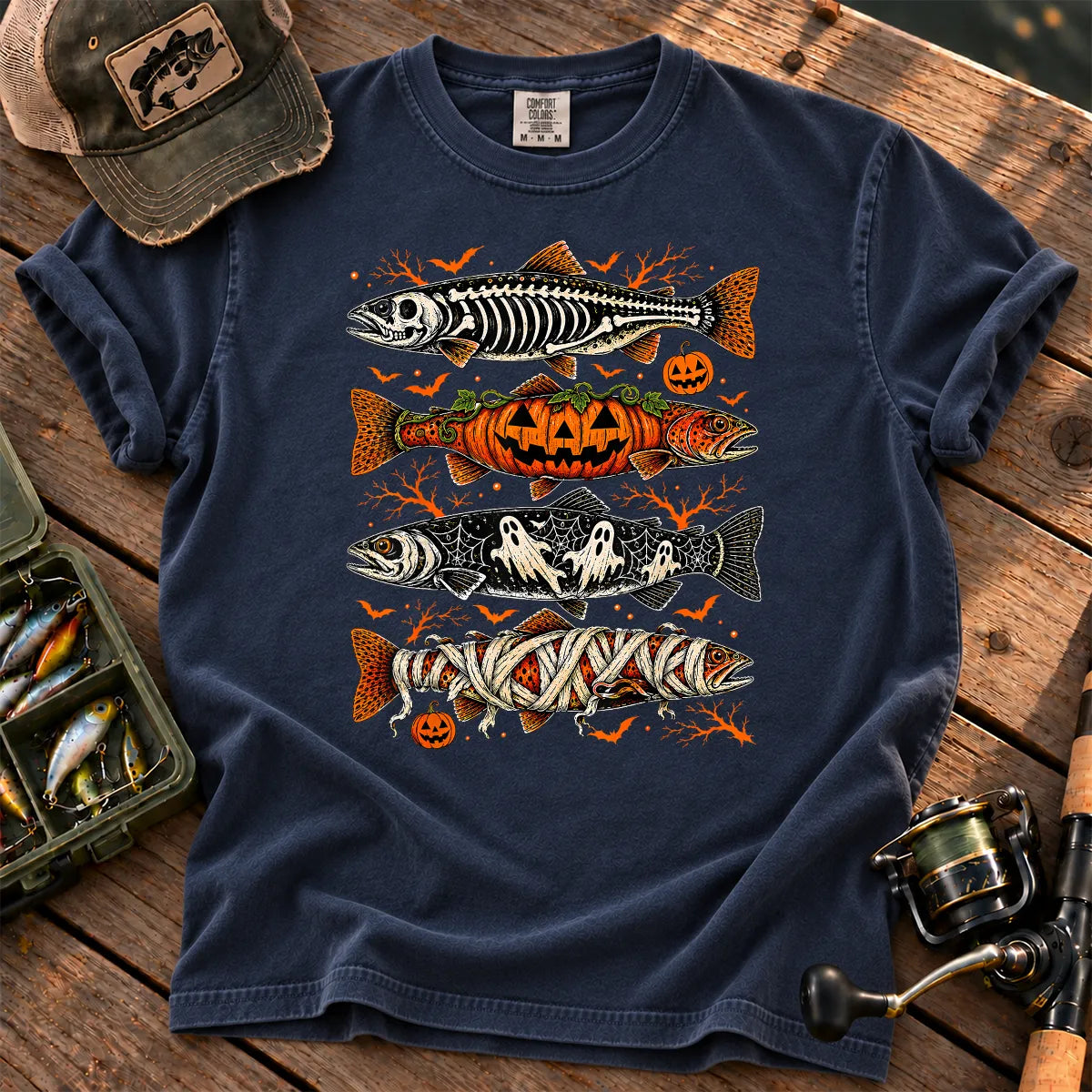 Halloween Monster Trout T-Shirt in True Navy