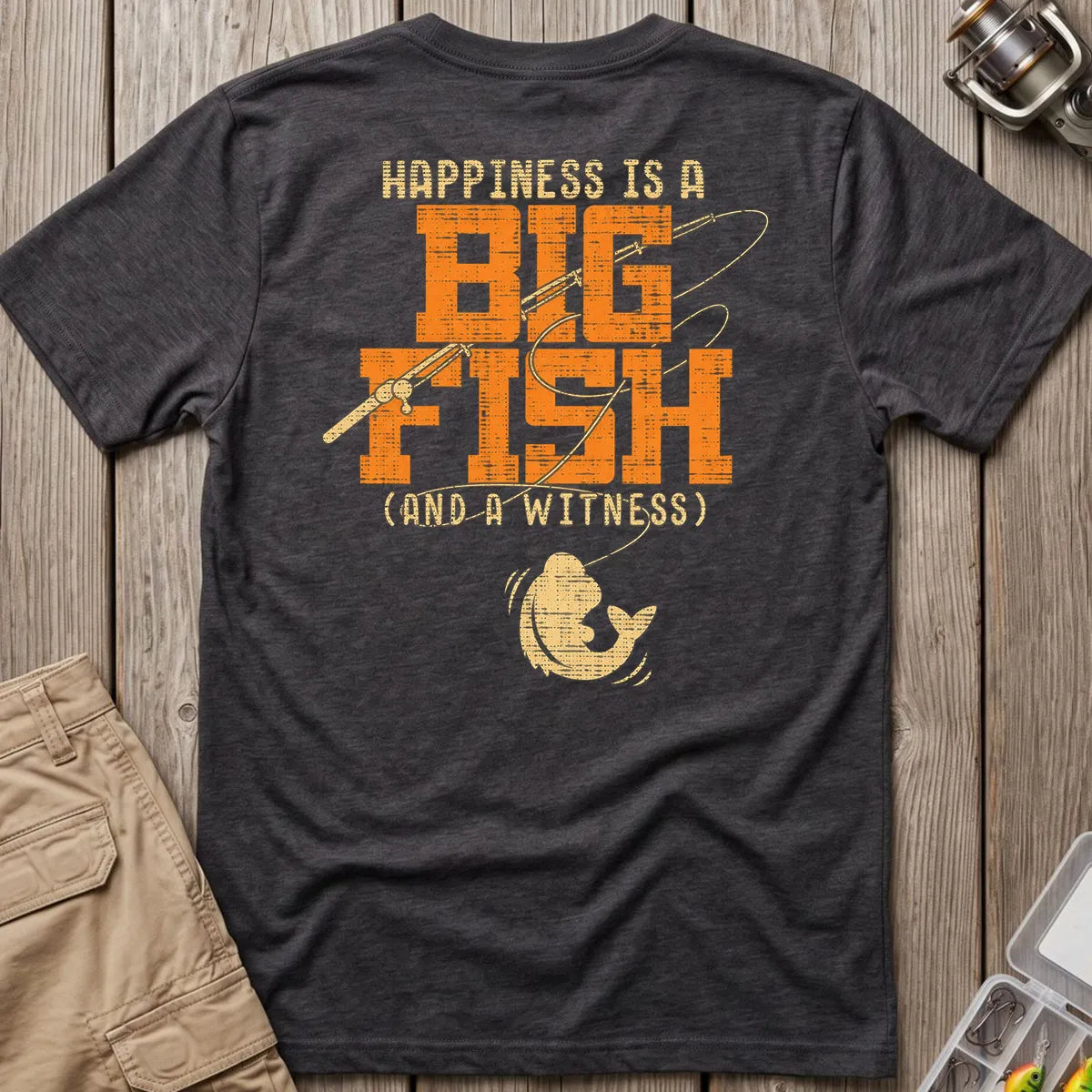 Happiness Is a Big Fish T-Shirt in Dark Heather