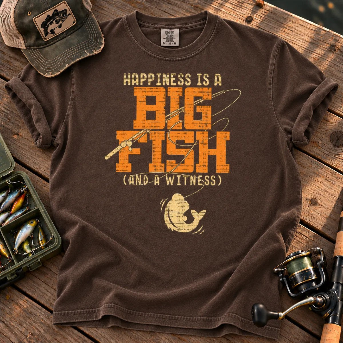 Happiness Is a Big Fish T-Shirt in Espresso
