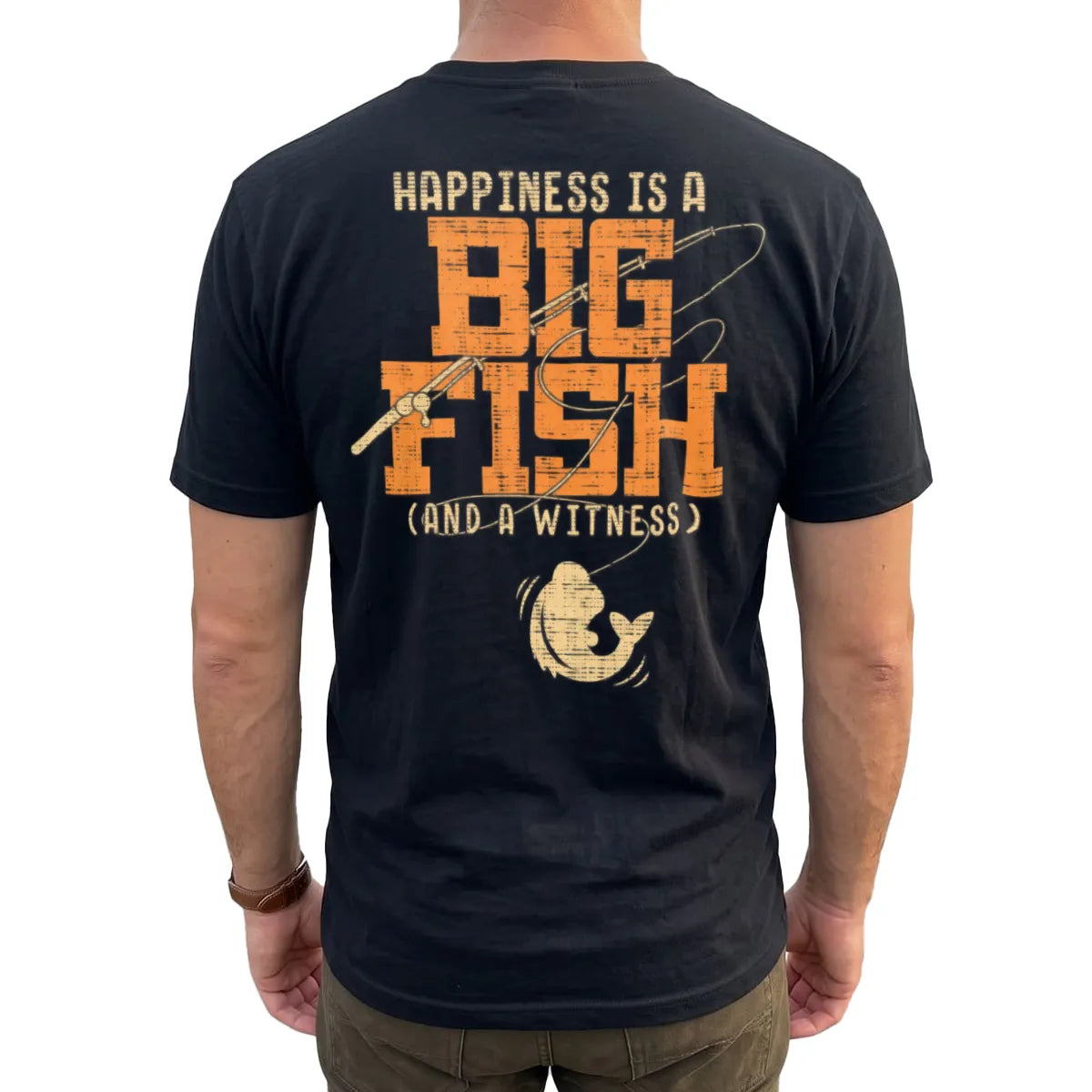 Happiness Is a Big Fish T-Shirt lifestyle mockup