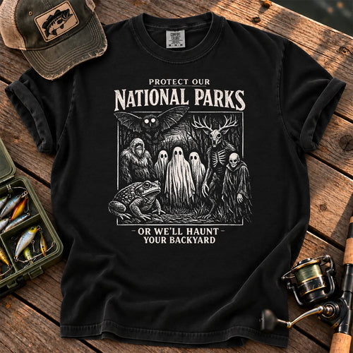 Haunt Your Backyard Cryptid National Parks T-Shirt in Black