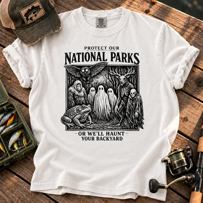 Haunt Your Backyard Cryptid National Parks T-Shirt in White