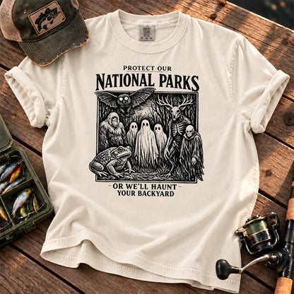 Haunt Your Backyard Cryptid National Parks T-Shirt in Ivory