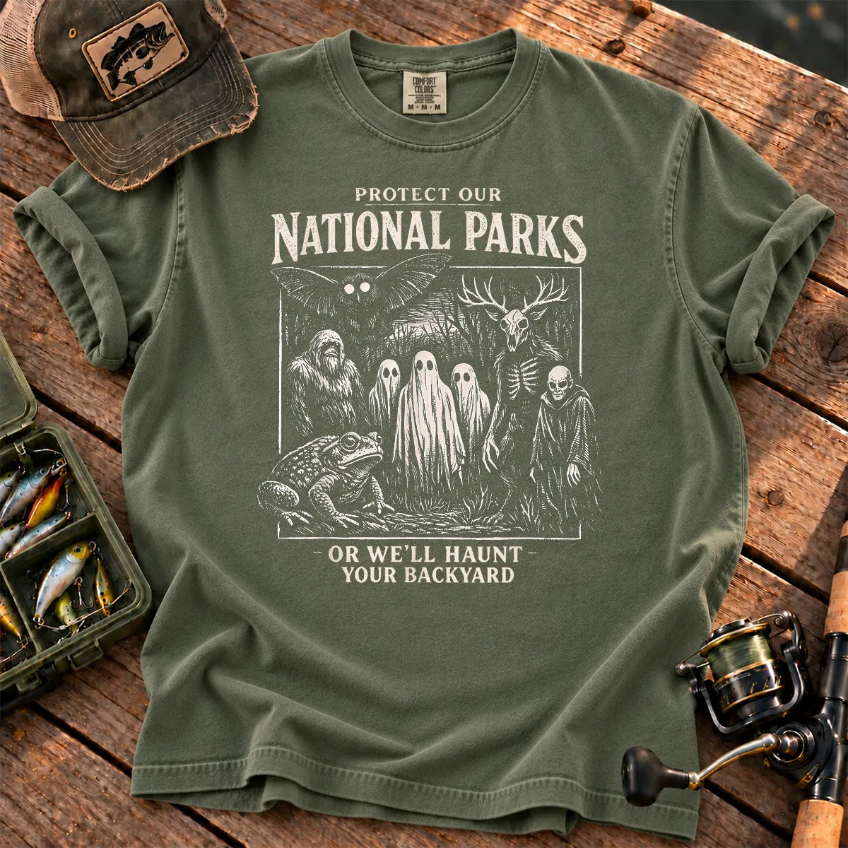Haunt Your Backyard Cryptid National Parks T-Shirt in Moss