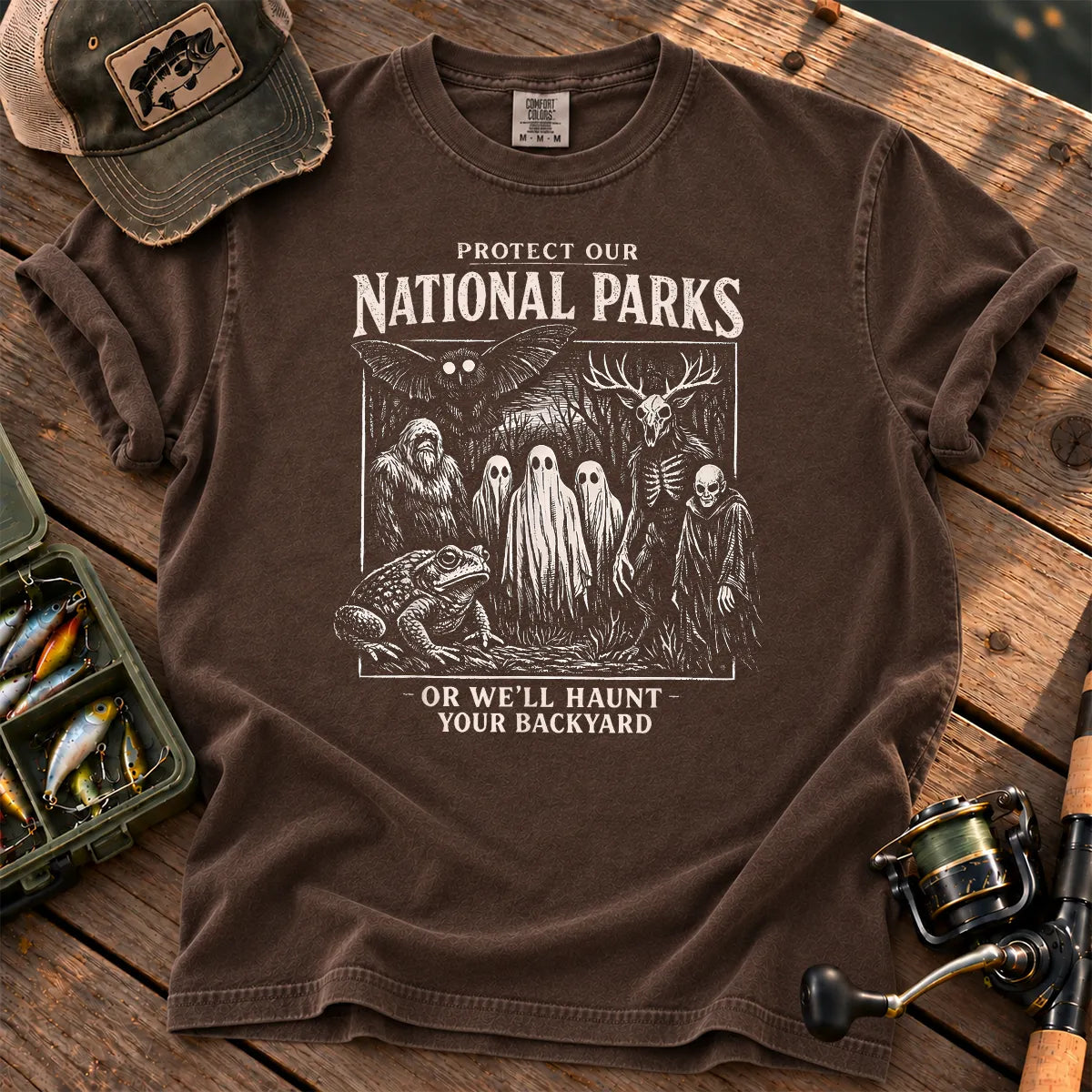 Haunt Your Backyard Cryptid National Parks T-Shirt in Espresso