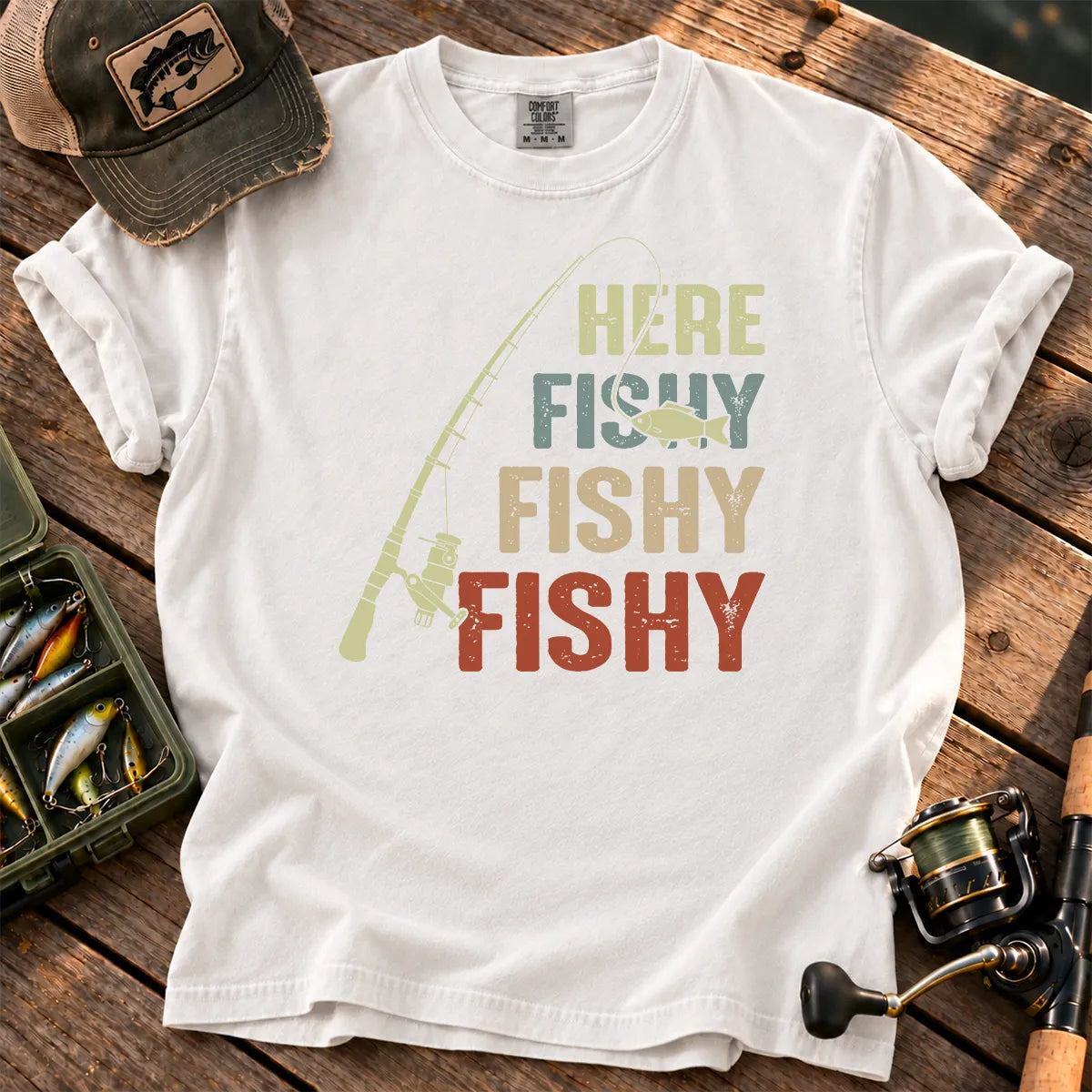 Here Fishy Fishy Fishy T-Shirt in White