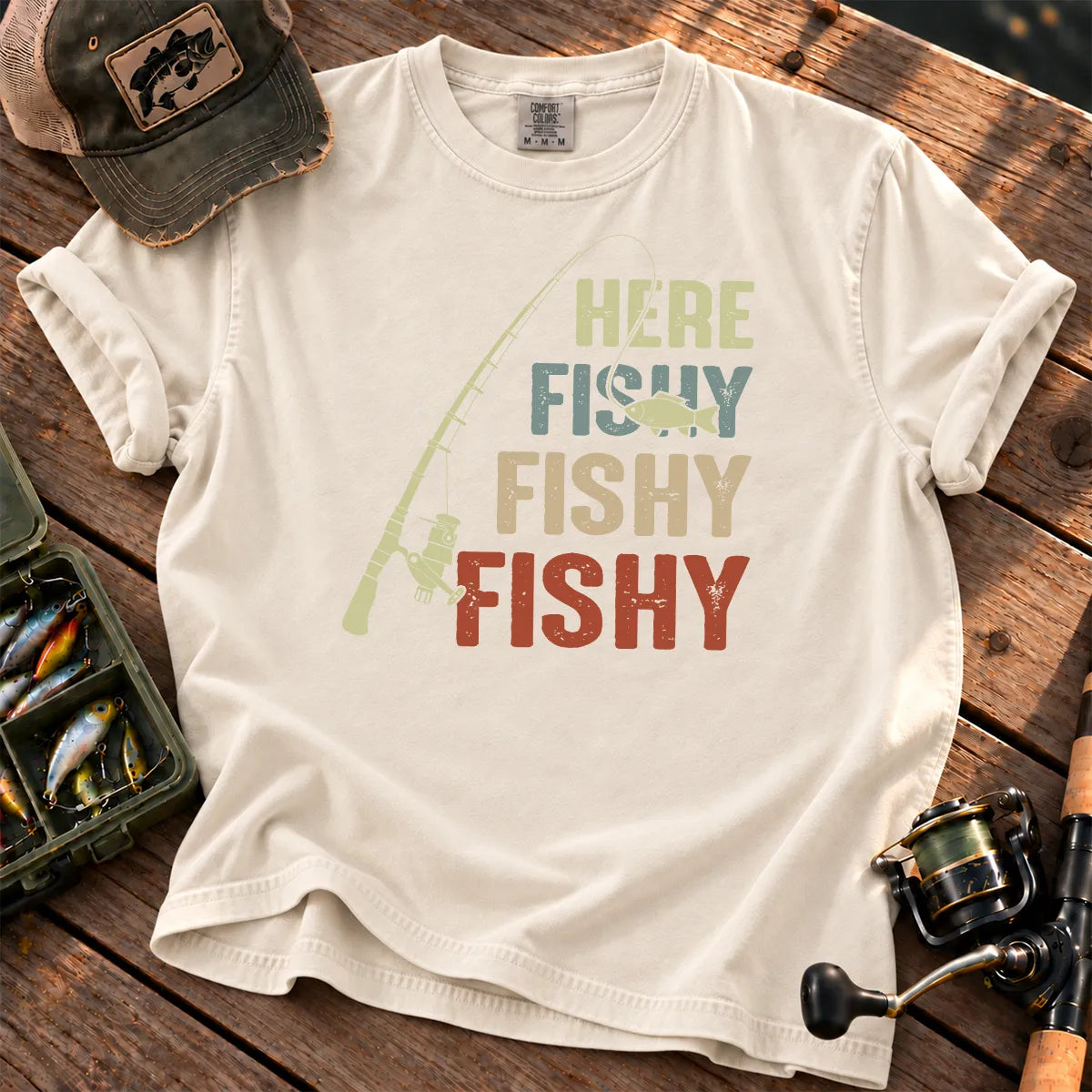 Here Fishy Fishy Fishy T-Shirt in Ivory