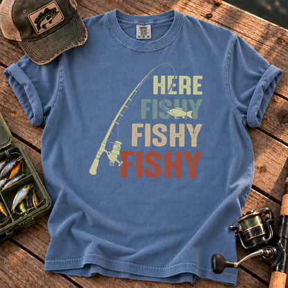 Here Fishy Fishy Fishy T-Shirt in Blue Jean