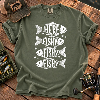 Here Fishy Fishy Stack T-Shirt in Moss