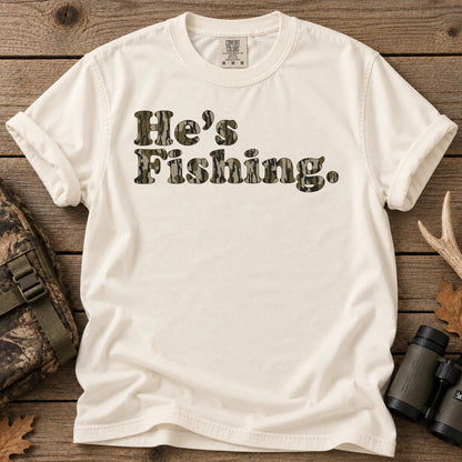 He's Fishing Camo Block T-Shirt in Ivory