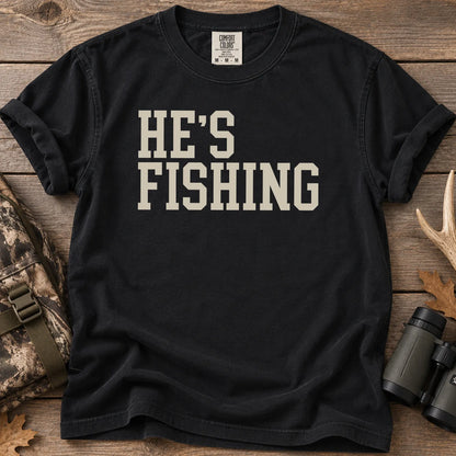 He's Fishing Camo T-Shirt in Black