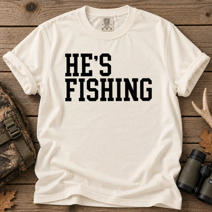 He's Fishing Camo T-Shirt in Ivory