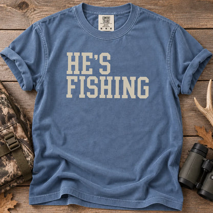 He's Fishing Camo T-Shirt in Blue Jean