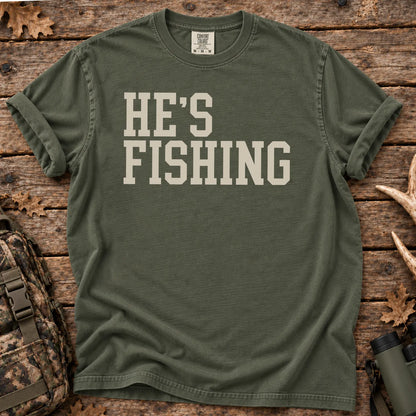 He's Fishing Camo T-Shirt in Moss