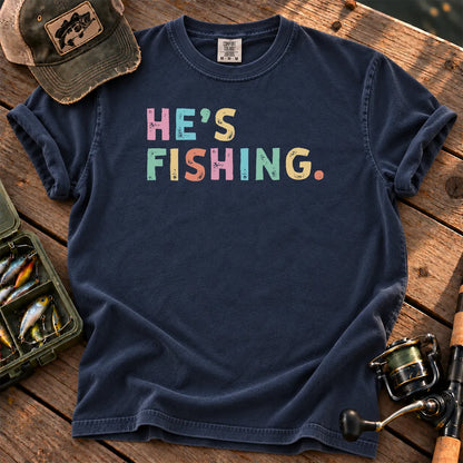 He's Fishing Pastel T-Shirt in True Navy