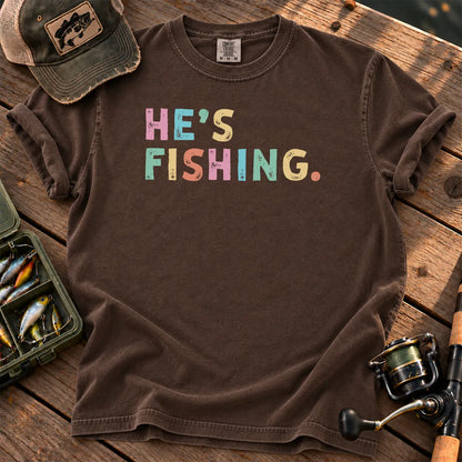 He's Fishing Pastel T-Shirt in Espresso